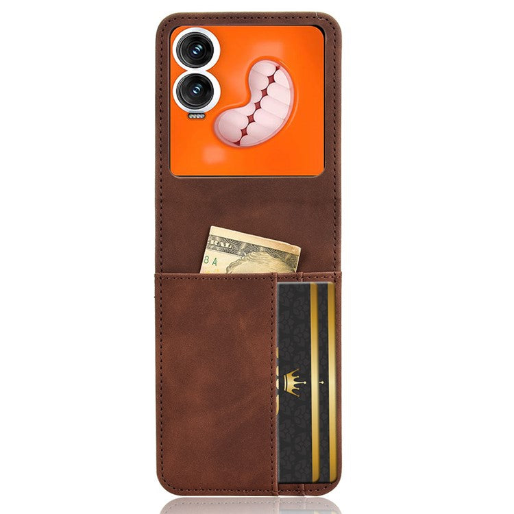 For Infinix Zero Flip 5G X6962 Case Separable Design Card Slot Leather+PC Phone Cover - Black - Brown