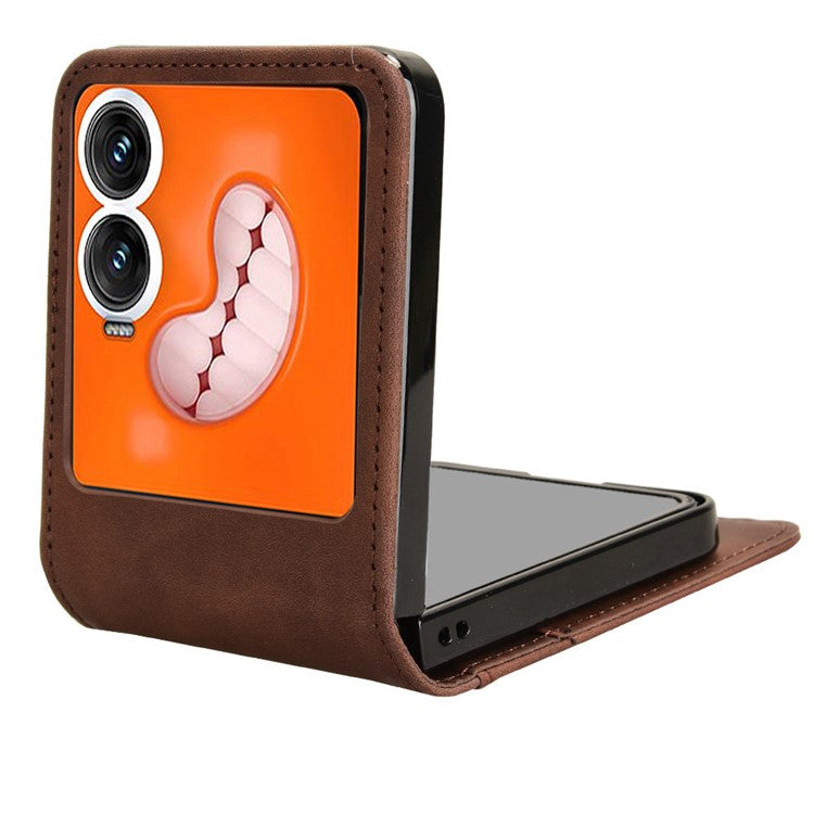 For Infinix Zero Flip 5G X6962 Case Separable Design Card Slot Leather+PC Phone Cover - Black - Brown