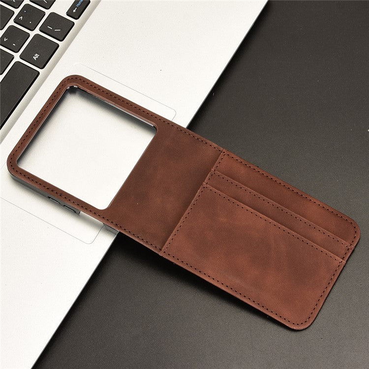 For Infinix Zero Flip 5G X6962 Case Separable Design Card Slot Leather+PC Phone Cover - Black - Brown
