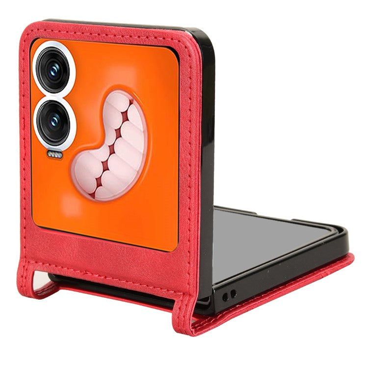 For Infinix Zero Flip 5G X6962 Case Retro Texture Leather+PC Phone Cover with Card Slot - Red