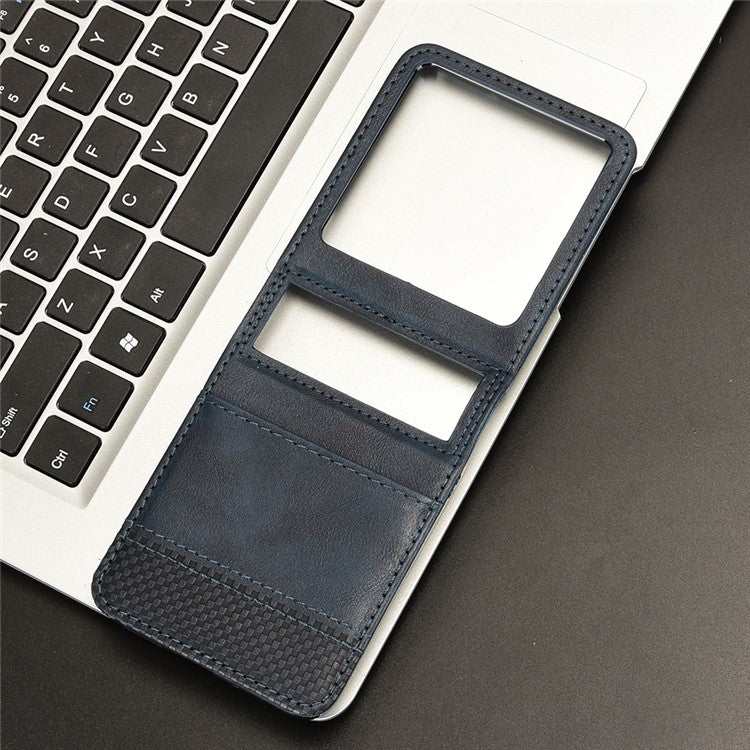 For Infinix Zero Flip 5G X6962 Case Retro Texture Leather+PC Phone Cover with Card Slot - Blue