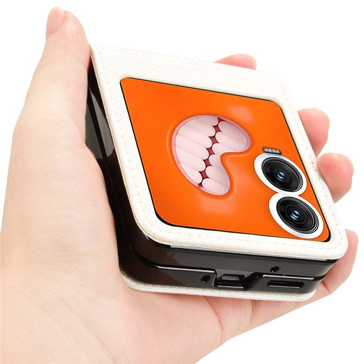 For Infinix Zero Flip 5G X6962 Case PU Leather Diamond Texture Phone Cover - White