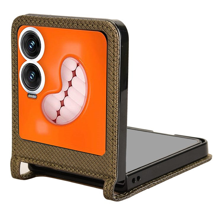 For Infinix Zero Flip 5G X6962 Case PU Leather Diamond Texture Phone Cover - Brown