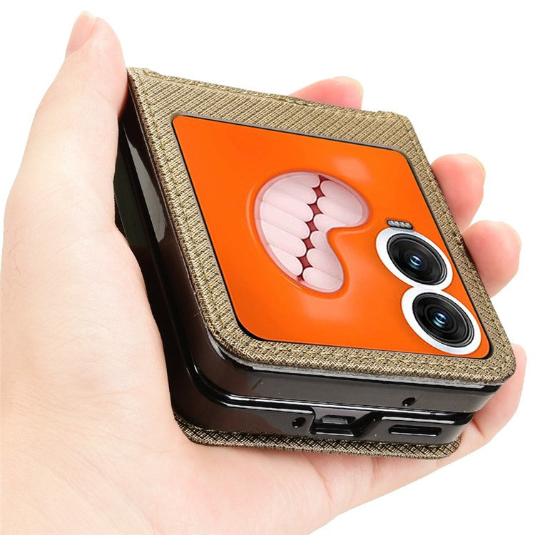 For Infinix Zero Flip 5G X6962 Case PU Leather Diamond Texture Phone Cover - Brown