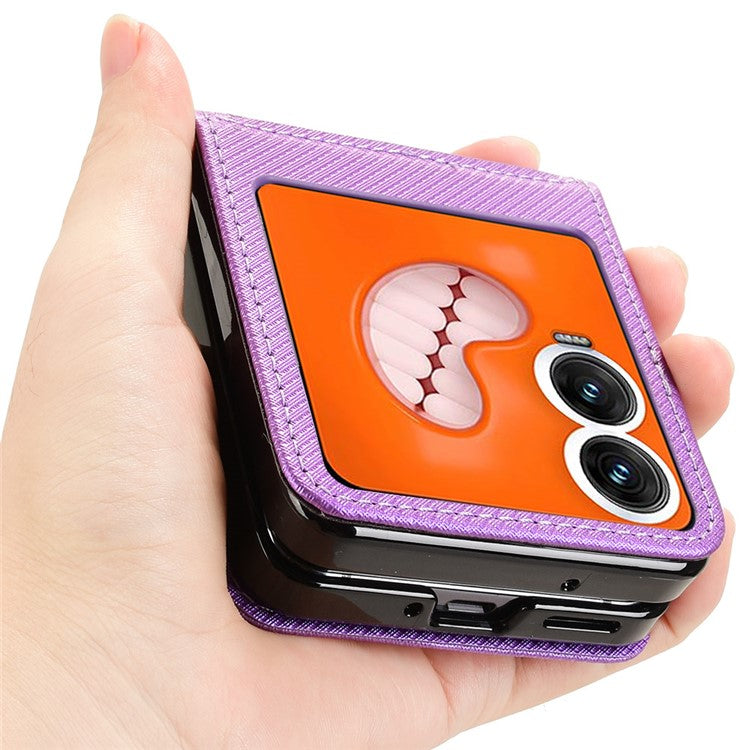 For Infinix Zero Flip 5G X6962 Case PU Leather Diamond Texture Phone Cover - Purple