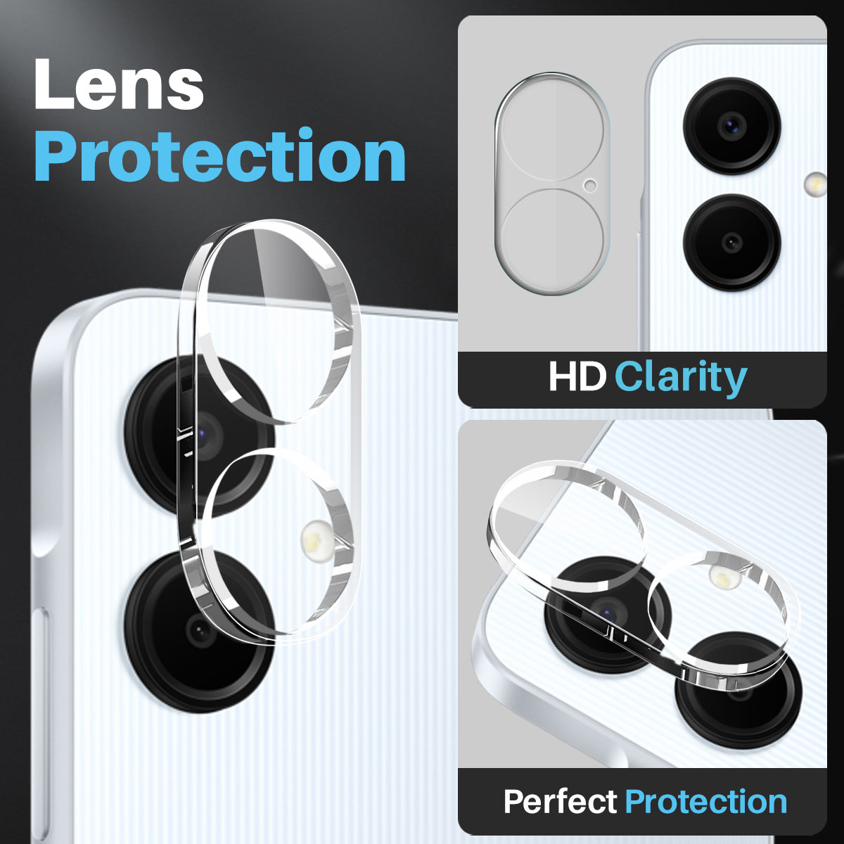 NORTHJO For Samsung Galaxy A06 Case Transparent PC+TPU Phone Cover Set with Screen Film + Lens Film