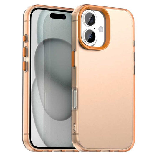 For iPhone 16 Plus Case PC+TPU+PET Matte Anti-drop Phone Back Cover - Orange
