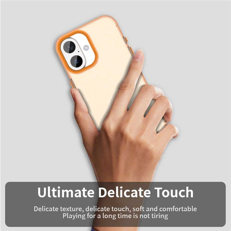 For iPhone 16 Plus Case PC+TPU+PET Matte Anti-drop Phone Back Cover - Orange