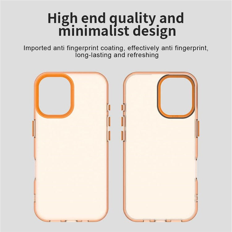 For iPhone 16 Plus Case PC+TPU+PET Matte Anti-drop Phone Back Cover - Orange