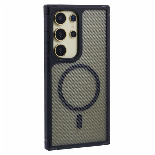 For Samsung Galaxy S25 Ultra Case Compatible with MagSafe Carbon Fiber TPU+PC Anti-Drop Phone Cover