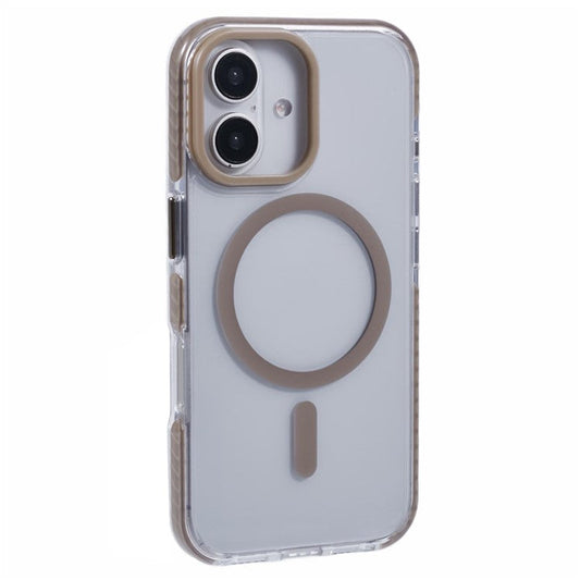For iPhone 16 Plus Clear Case Compatible with MagSafe TPU+PC Back Cover - Brown