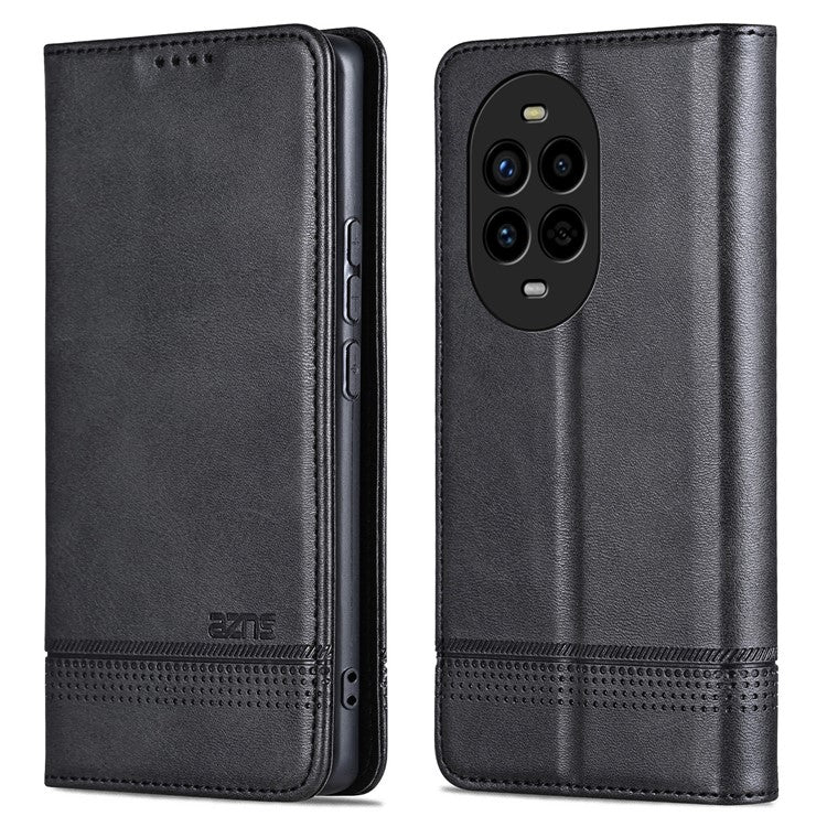 AZNS For Huawei nova 13 Pro 5G Case Cowhide Texture PU Leather Wallet Phone Cover - Black