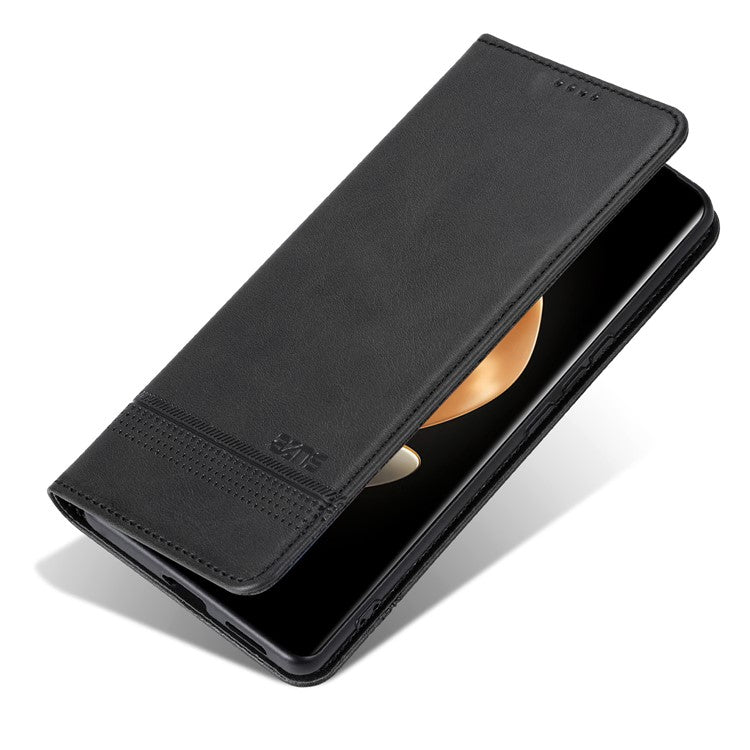 AZNS For Huawei nova 13 Pro 5G Case Cowhide Texture PU Leather Wallet Phone Cover - Black