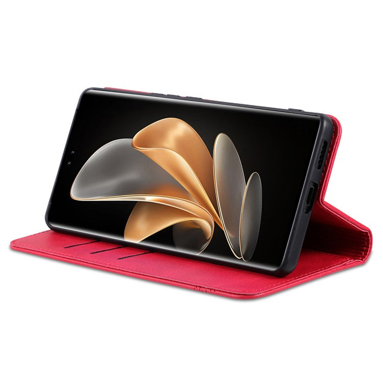 AZNS For Huawei nova 13 Pro 5G Case Cowhide Texture PU Leather Wallet Phone Cover - Red