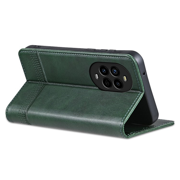 AZNS For Huawei nova 13 Pro 5G Case Cowhide Texture PU Leather Wallet Phone Cover - Green