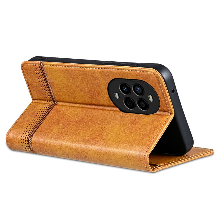 AZNS For Huawei nova 13 Pro 5G Case Cowhide Texture PU Leather Wallet Phone Cover - Brown