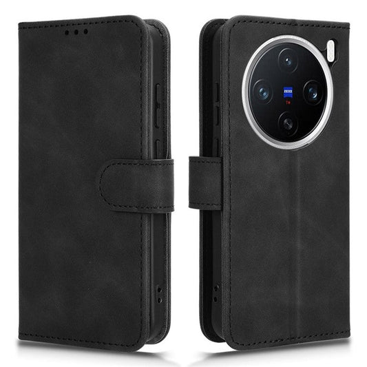 For vivo X200 5G Leather Case Skin-Feel Anti-Drop Wallet Flip Phone Cover - Black