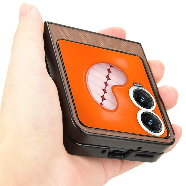 For Infinix Zero Flip 5G Case Carbon Fiber Texture Shockproof PU+PC Phone Cover - Brown