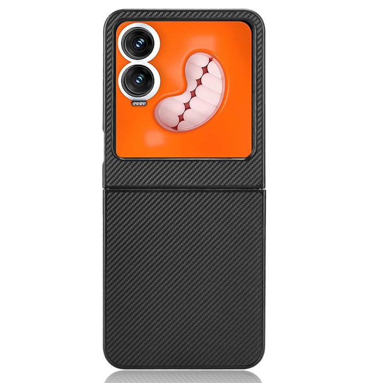 For Infinix Zero Flip 5G Case Carbon Fiber Texture Shockproof PU+PC Phone Cover - Black
