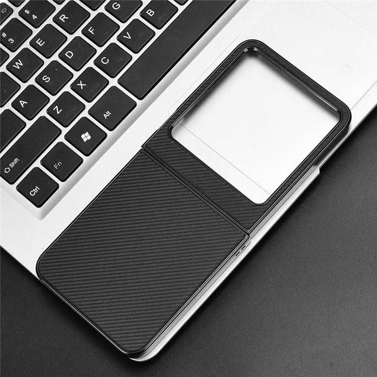 For Infinix Zero Flip 5G Case Carbon Fiber Texture Shockproof PU+PC Phone Cover - Black