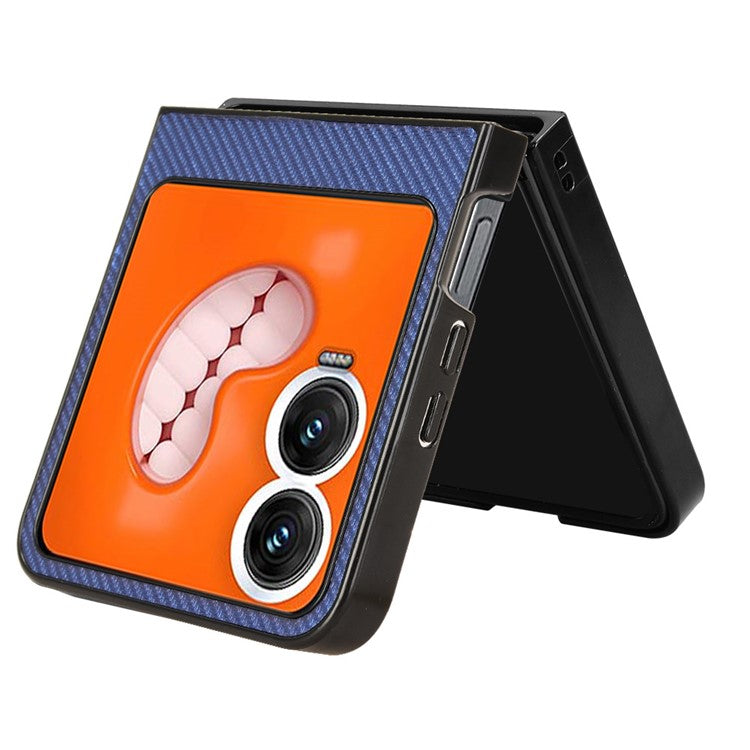 For Infinix Zero Flip 5G Case Carbon Fiber Texture Shockproof PU+PC Phone Cover - Blue
