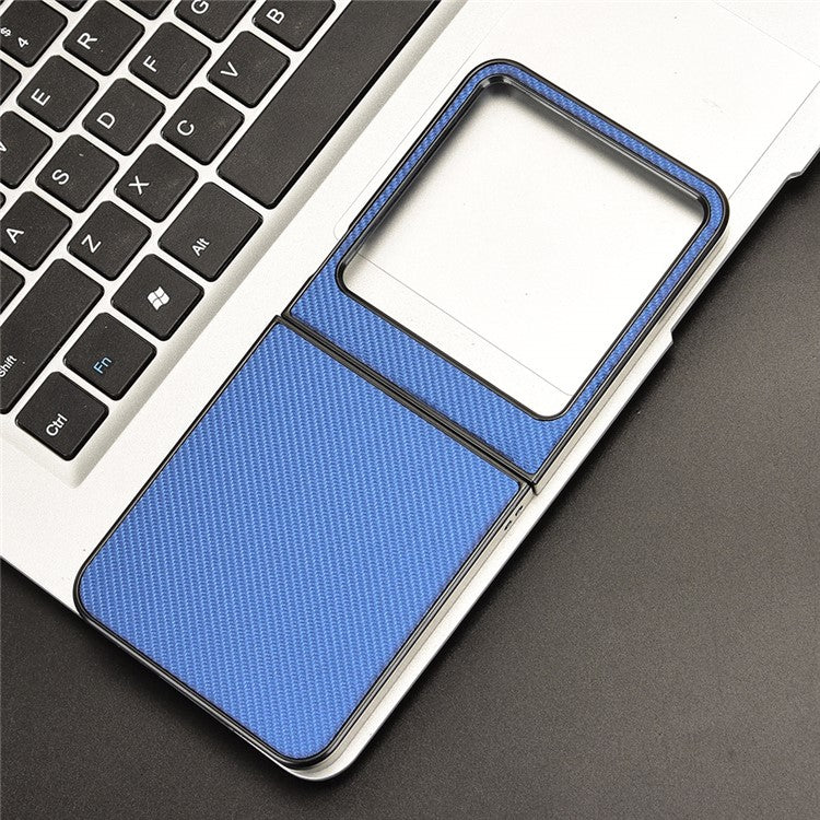 For Infinix Zero Flip 5G Case Carbon Fiber Texture Shockproof PU+PC Phone Cover - Blue