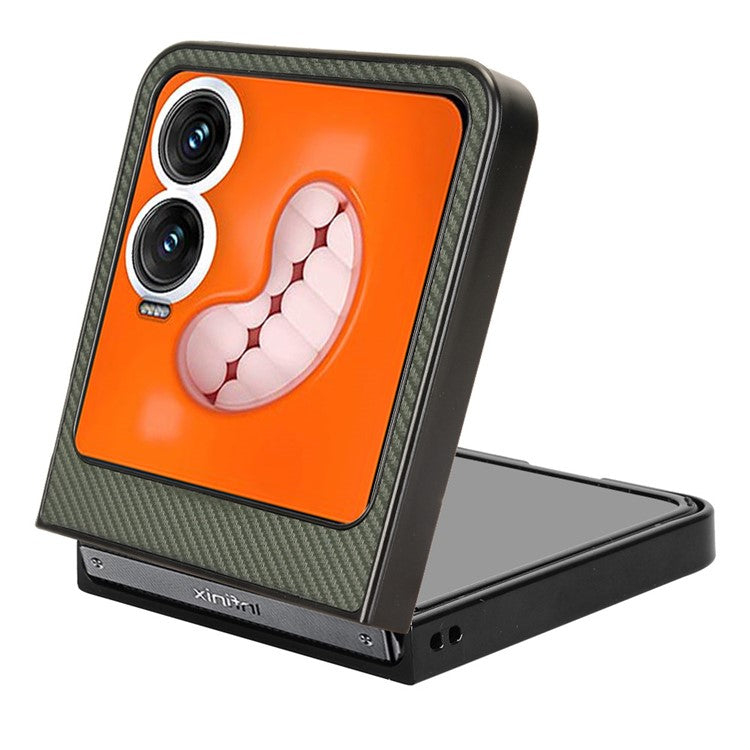 For Infinix Zero Flip 5G Case Carbon Fiber Texture Shockproof PU+PC Phone Cover - Green