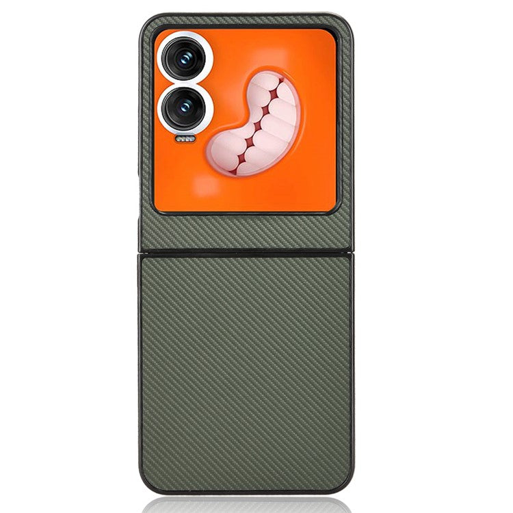 For Infinix Zero Flip 5G Case Carbon Fiber Texture Shockproof PU+PC Phone Cover - Green