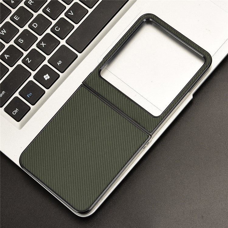 For Infinix Zero Flip 5G Case Carbon Fiber Texture Shockproof PU+PC Phone Cover - Green