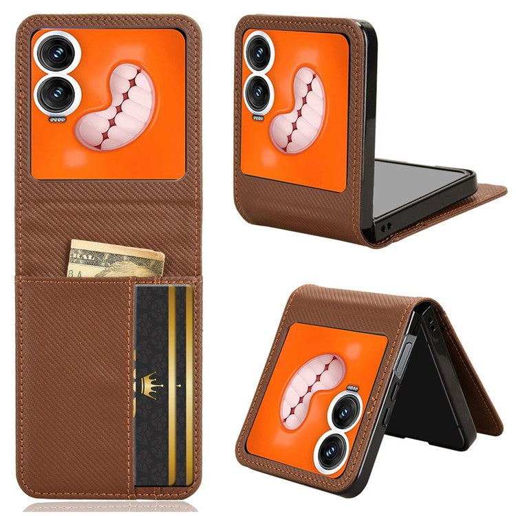 For Infinix Zero Flip 5G Case PU Leather+PC Card Holder Mobile Phone Cover - Brown