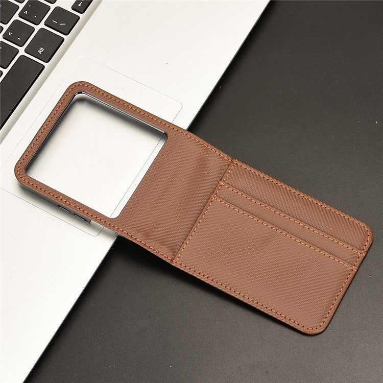 For Infinix Zero Flip 5G Case PU Leather+PC Card Holder Mobile Phone Cover - Brown