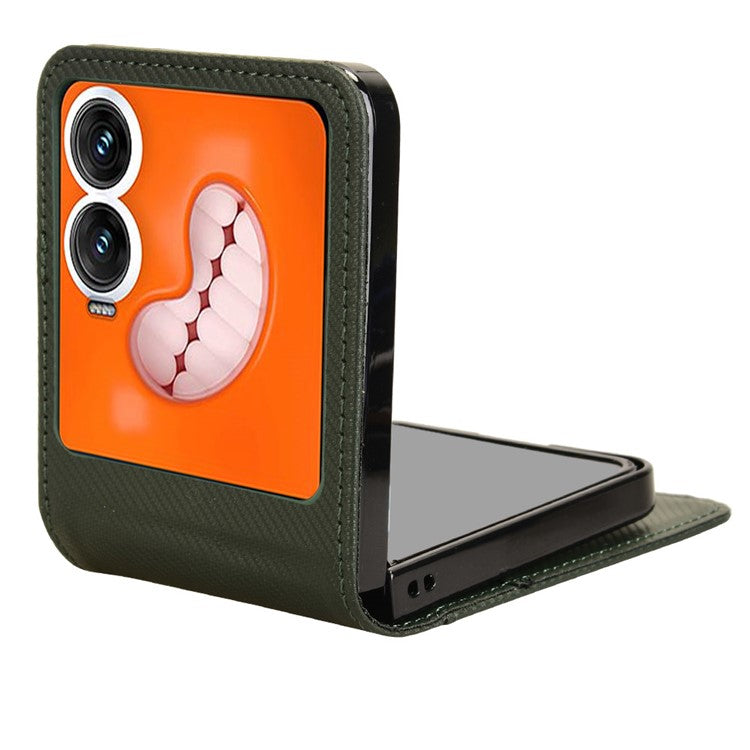 For Infinix Zero Flip 5G Case PU Leather+PC Card Holder Mobile Phone Cover - Green