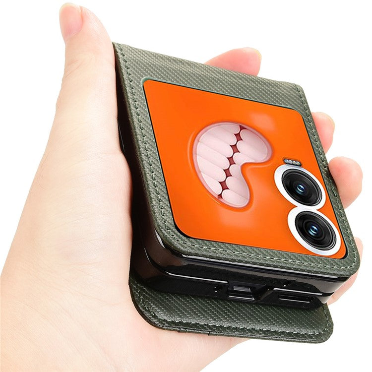 For Infinix Zero Flip 5G Case PU Leather+PC Card Holder Mobile Phone Cover - Green