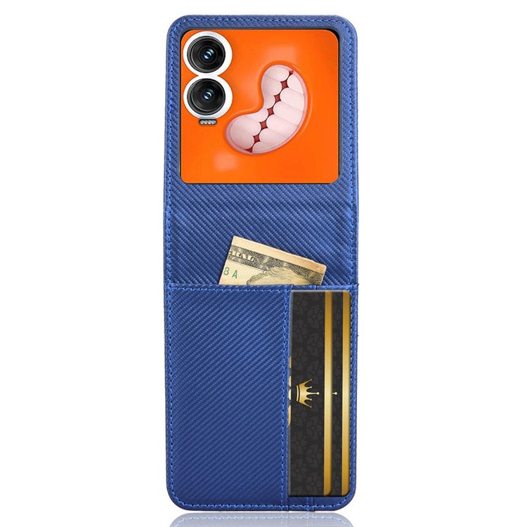 For Infinix Zero Flip 5G Case PU Leather+PC Card Holder Mobile Phone Cover - Blue