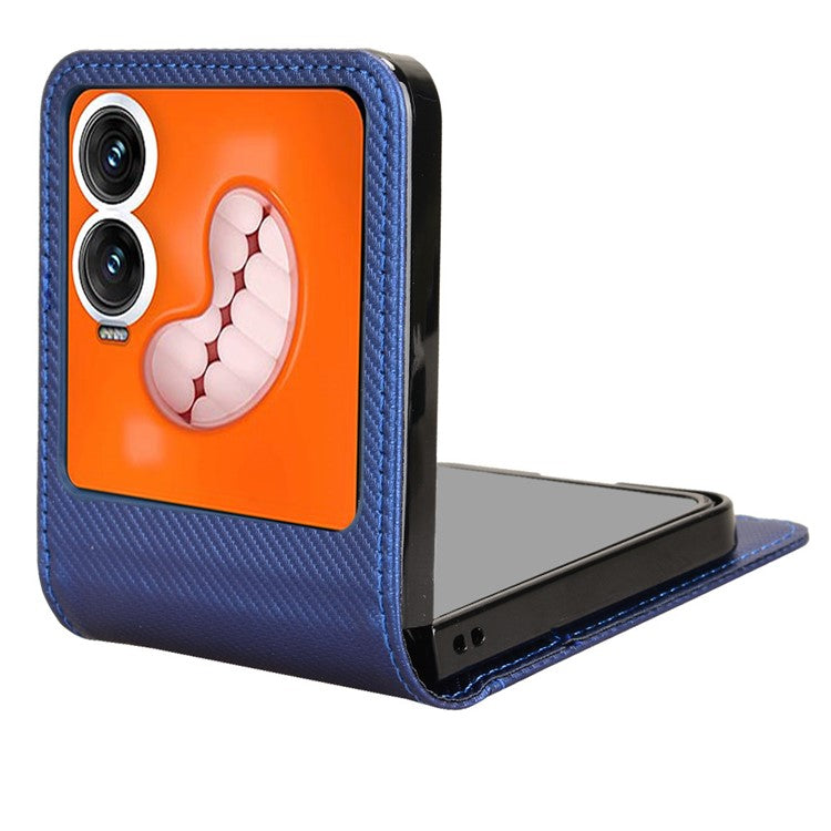 For Infinix Zero Flip 5G Case PU Leather+PC Card Holder Mobile Phone Cover - Blue