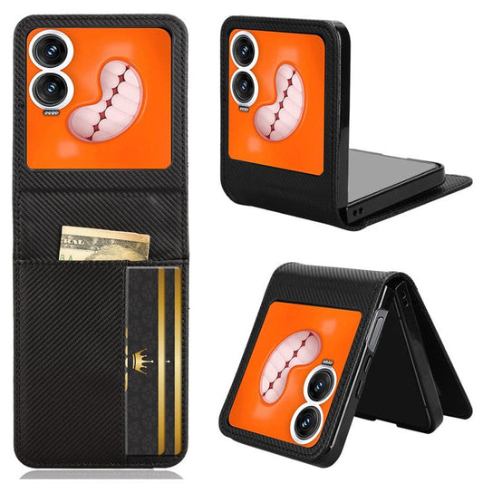 For Infinix Zero Flip 5G Case PU Leather+PC Card Holder Mobile Phone Cover - Black