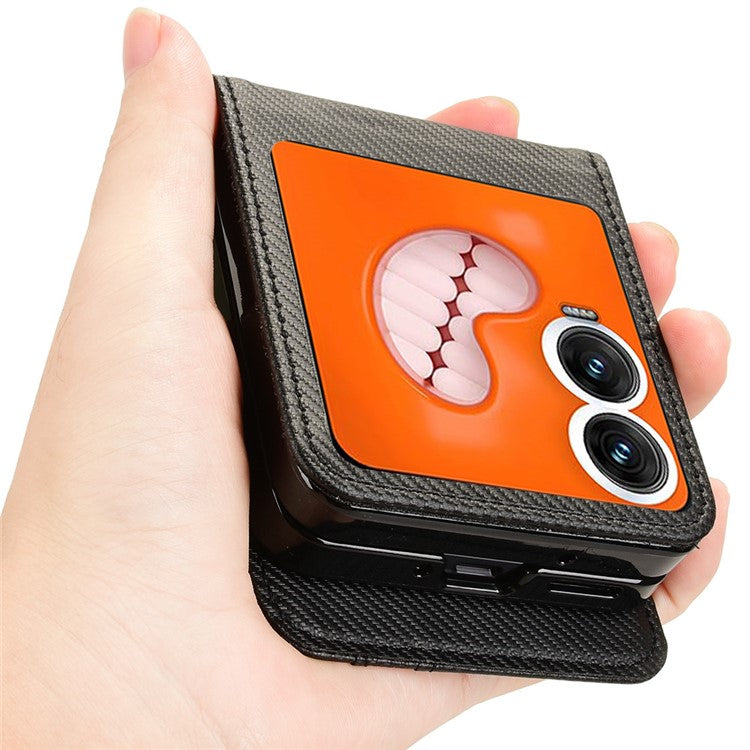 For Infinix Zero Flip 5G Case PU Leather+PC Card Holder Mobile Phone Cover - Black