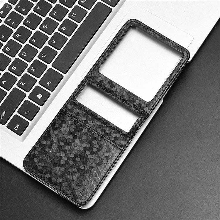 For Infinix Zero Flip 5G Case Dot Pattern Imprint PU Leather Coated PC Phone Cover with Card Holder - Black