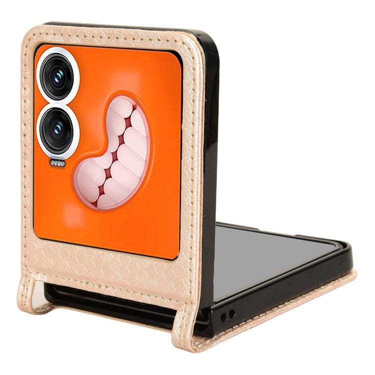 For Infinix Zero Flip 5G Case Dot Pattern Imprint PU Leather Coated PC Phone Cover with Card Holder - Rose Gold