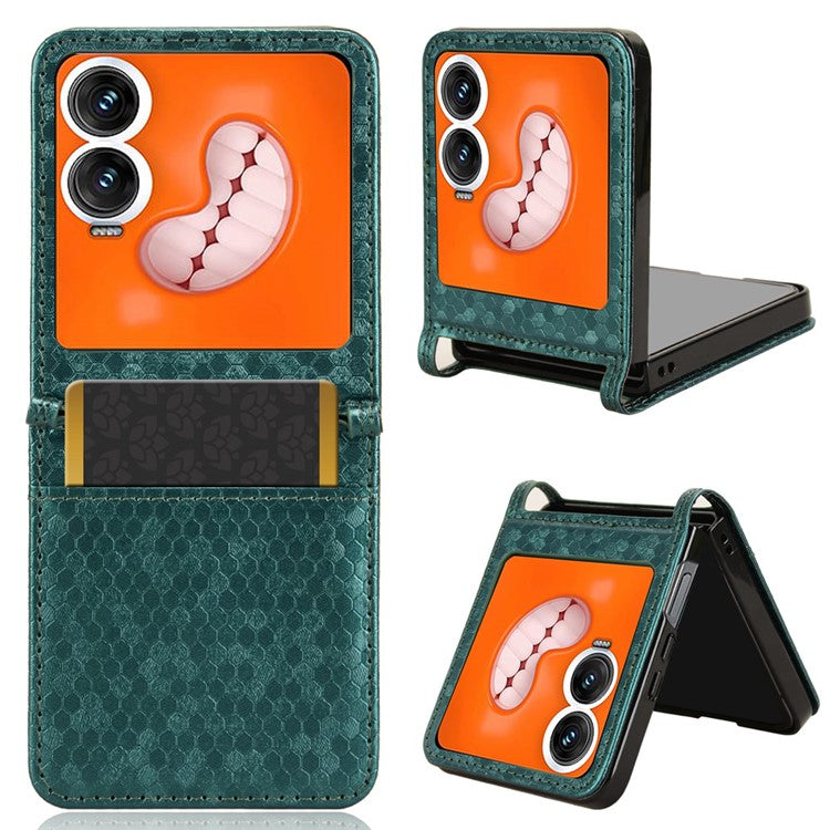 For Infinix Zero Flip 5G Case Dot Pattern Imprint PU Leather Coated PC Phone Cover with Card Holder - Green