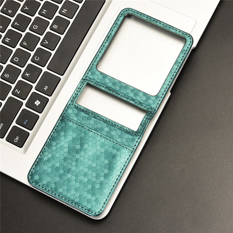For Infinix Zero Flip 5G Case Dot Pattern Imprint PU Leather Coated PC Phone Cover with Card Holder - Green