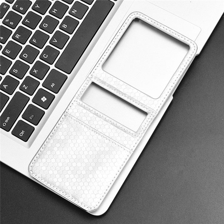 For Infinix Zero Flip 5G Case Dot Pattern Imprint PU Leather Coated PC Phone Cover with Card Holder - Silver