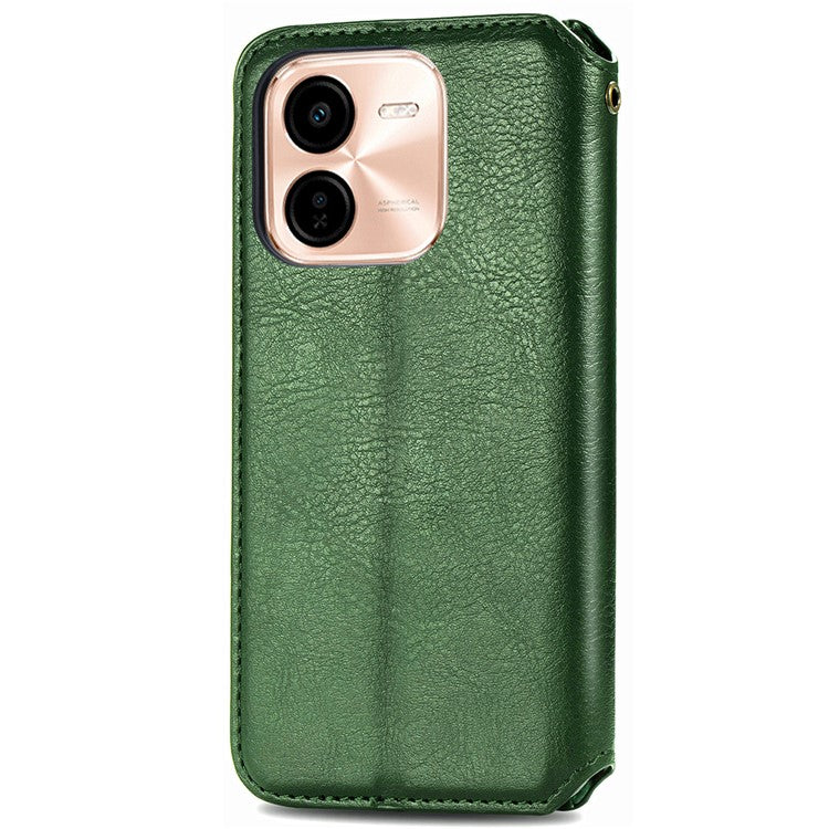 For vivo Y37 Pro 5G Case Rhombus Imprint PU Leather Wallet Phone Cover - Green