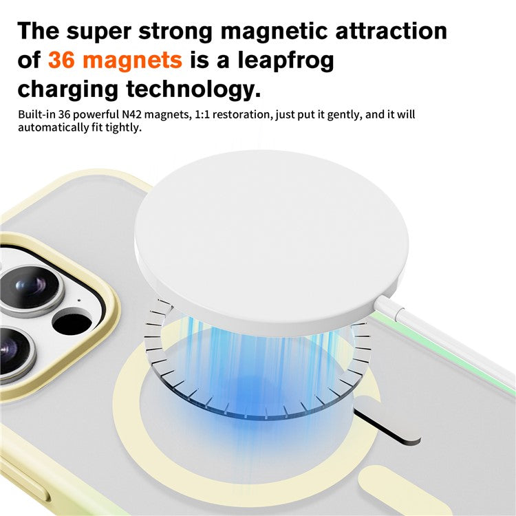 For iPhone 16 Pro Magnetic Case Compatible with MagSafe TPU+PC Phone Cover - Gradient Yellow Green