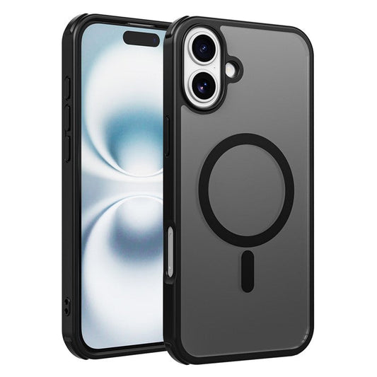 For iPhone 16 Magnetic Case Compatible with MagSafe TPU+PC Phone Cover - Black