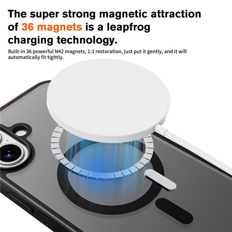 For iPhone 16 Magnetic Case Compatible with MagSafe TPU+PC Phone Cover - Black