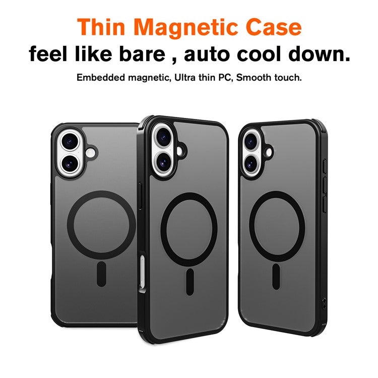For iPhone 16 Magnetic Case Compatible with MagSafe TPU+PC Phone Cover - Black