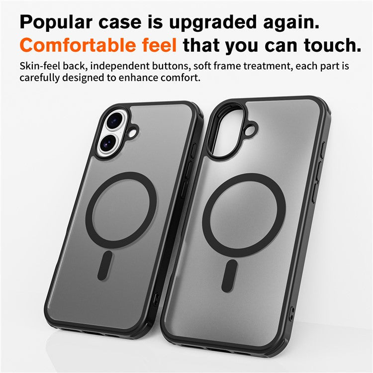 For iPhone 16 Magnetic Case Compatible with MagSafe TPU+PC Phone Cover - Black