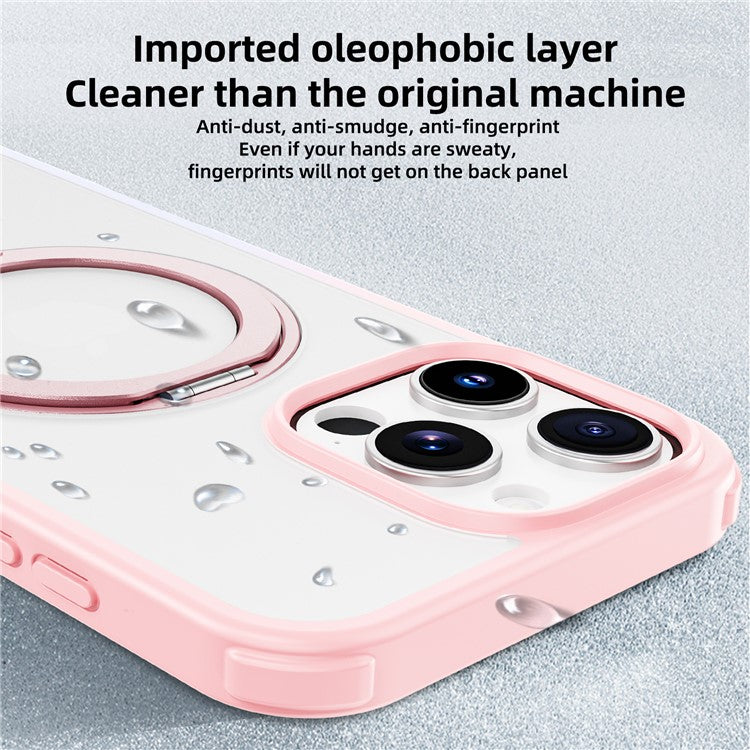 For iPhone 16 Pro Case Compatible with MagSafe Ring Kickstand TPU+PC Back Cover - Gradient Pink Purple