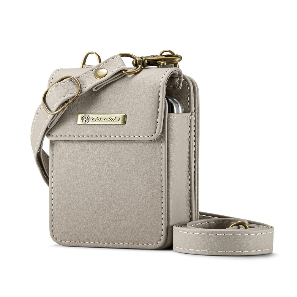 For Samsung Galaxy Z Flip7 FE 5G / Z Flip7 5G / Z Flip6 5G / Z Flip5 5G Leather Mobile Phone Bag RFID Blocking Wallet Pouch with Strap - Grey